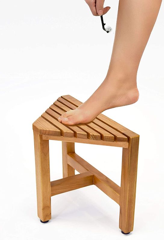 Photo 1 of 
Asta Zini Solid Teak Shower/Bath/Spa Corner Foot Stool, Side Table, Fully Assembled, TB-014