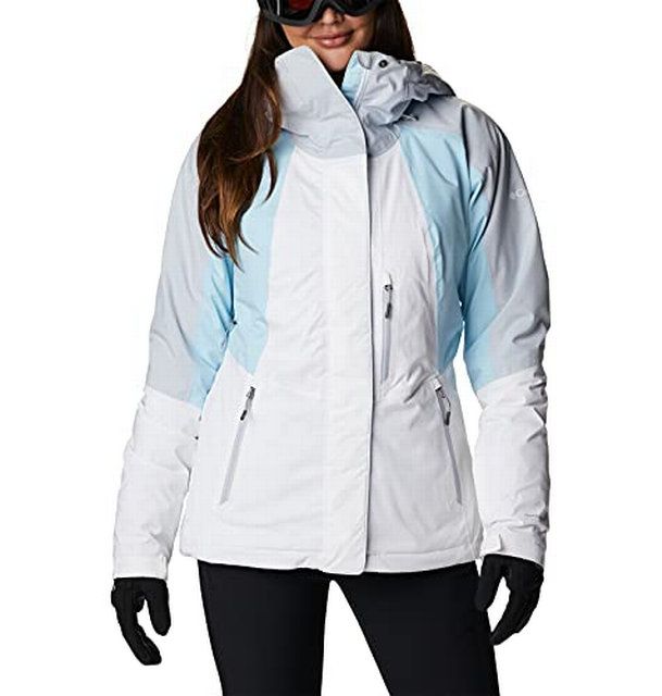 Photo 1 of Columbia Women's Glacier View Insulated Jacket, White/Spring Blue/Cirrus Grey, Small