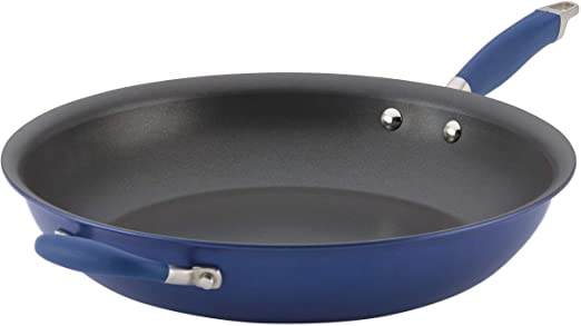 Photo 1 of Anolon Advanced Hard-Anodized Nonstick Frying Pan with Helper Handle / Nonstick Skillet, 14", Indigo