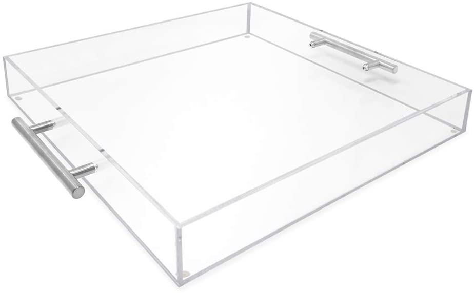 Photo 1 of 
Isaac Jacobs Clear Acrylic Serving Tray (15x15) with Silver Metal Handles, Spill-Proof, Stackable Organizer, Food & Drinks Server, Indoors/Outdoors,...
Size:15x15
Color:Clear With Silver Handle