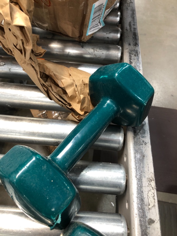 Photo 5 of 
Amazon Basics Vinyl Coated Hand Weight Dumbbell Pair, Set of 2
Color:Teal
Style:15 lbs Set