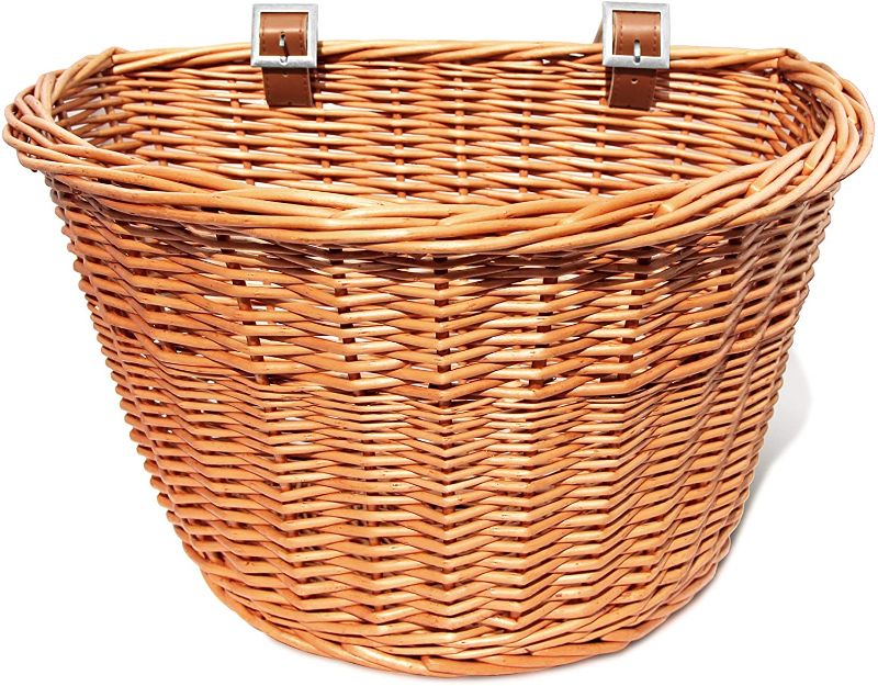 Photo 1 of 
Colorbasket 01563 Adult Front Handlebar Wicker Bike Basket, Leather Straps, Natural Color