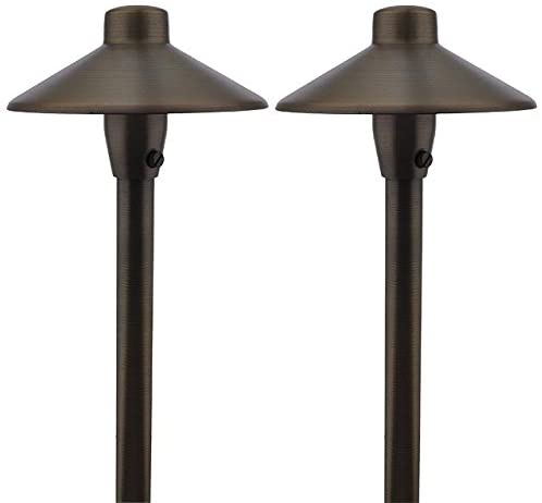 Photo 1 of 
MarsLG BRS1 ETL-Listed Solid Brass Low Voltage Landscape Accent Path and Area Light with 6.5" Shade and 18" Stem in Antique Brass Finish, Ground...
Size:2-Pack