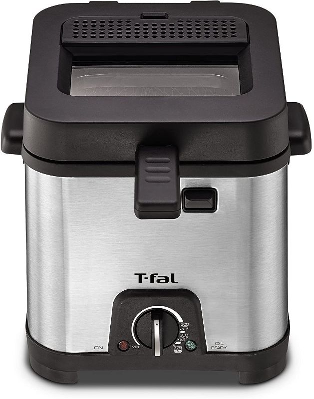 Photo 1 of 
T-fal FF492D Stainless Steel 1.2-Liter Oil Capacity Adjustable Temperature Mini Deep Fryer with Removable Lid, 0.66-Pound, Silver - 8000035819
Style:Mini Deep-Fryer
