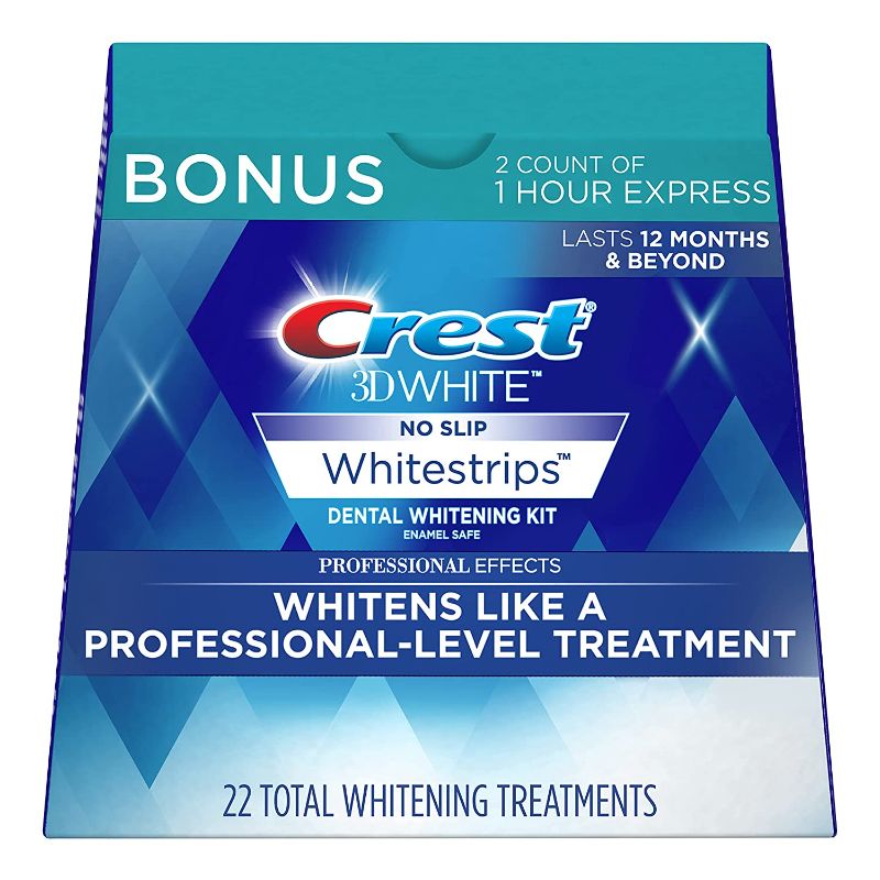 Photo 1 of 
Crest 3D White Professional Effects Whitestrips 20 Treatments + Crest 3D White 1 Hour Express Whitestrips 2 Treatments - Teeth Whitening Kit
BEST BY DATE DEC 2022