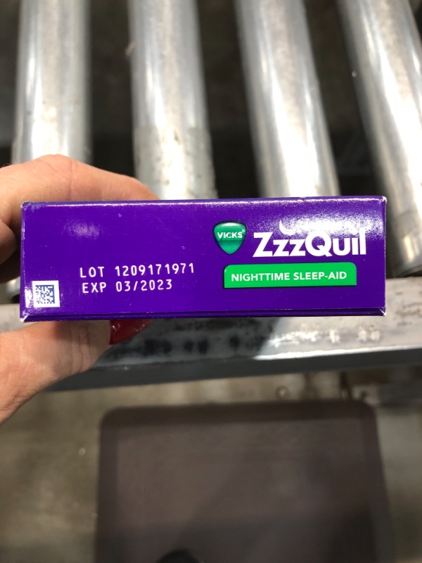 Photo 3 of 
ZzzQuil, Nighttime Sleep Aid LiquiCaps, 25 mg Diphenhydramine HCl, #1 Sleep-Aid Brand, Non-Habit Forming, Wake Refreshed, 48 LiquiCaps (Packaging May Vary)
EXP 03-2023