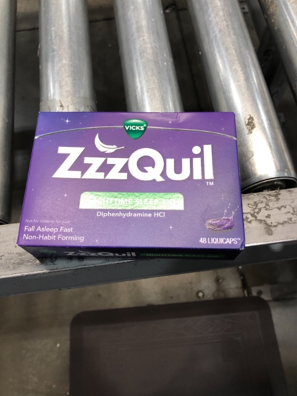 Photo 2 of 
ZzzQuil, Nighttime Sleep Aid LiquiCaps, 25 mg Diphenhydramine HCl, #1 Sleep-Aid Brand, Non-Habit Forming, Wake Refreshed, 48 LiquiCaps (Packaging May Vary)
EXP 03-2023