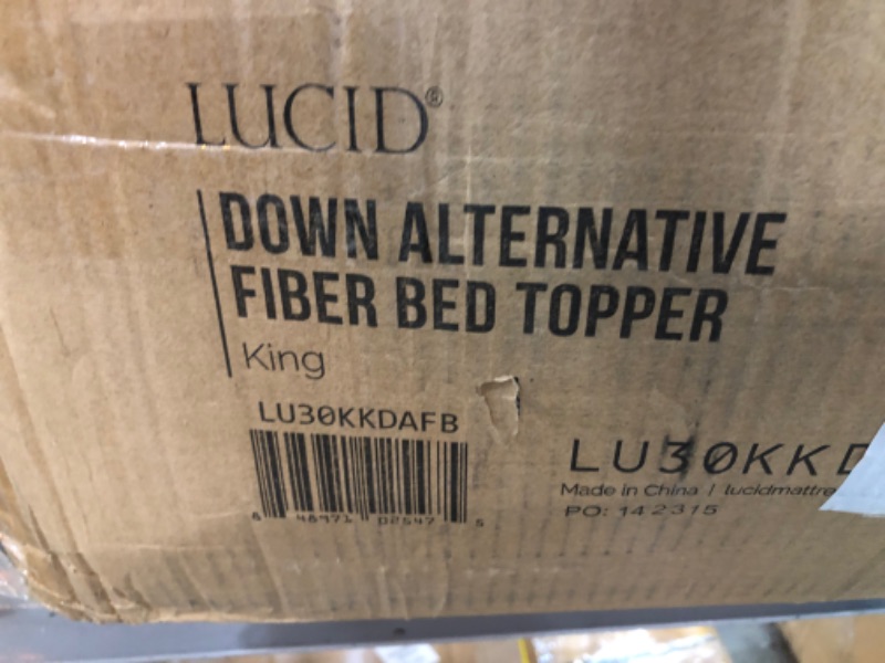 Photo 1 of LUCID Ultra Plush 3 Inch Down Alternative Fiber Bed Mattress Topper-Allergen Free Pillow Top-Soft and Breathable Cotton Percale Cover, King, White
