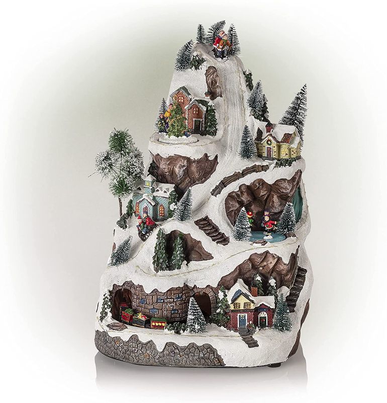 Photo 1 of Alpine Corporation WHS102WW Animated Winter Wonderland Set with LED Light and Music Festive Christmas Holiday Indoor Decor for Home, 18-Inch Tall, Multicolor

//MISSING TRAIN//DAMAGED 
