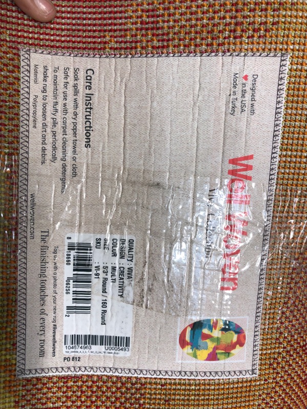 Photo 1 of Well Woven Viva Creativity Modern Abstract Multi Bright Area Rug 5'3" Round
NOT BOXED!