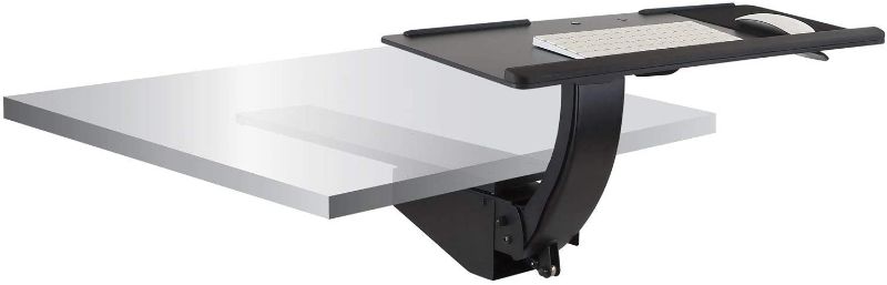 Photo 1 of Mount-It! Sit Stand Keyboard Tray, Height Adjustable Under Desk Keyboard and Mouse Drawer, Full Motion Standing Design with 13.4 Inches of Vertical...

