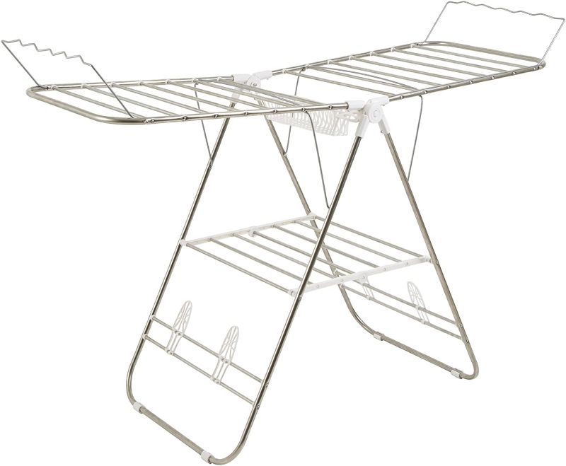 Photo 1 of Home Drying Rack – Folding, Indoor Outdoor Portable Dryer for Clothes, Towels, Linens – Laundry and Home Essentials, White
