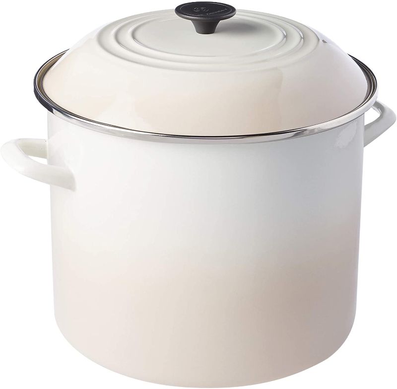 Photo 1 of Le Creuset Enamel On Steel Stockpot, 16 qt., Meringue
