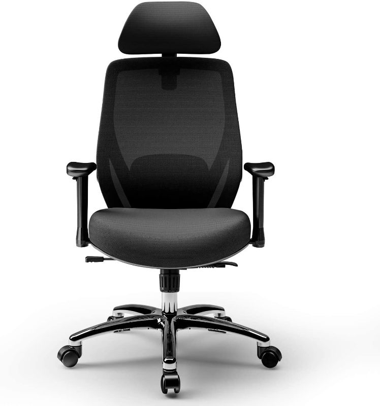 Photo 1 of ***PARTS ONLY***
NOVELLAND Ergonomic Office Chair Adjustable High Back Executive Mesh Desk Chair with Adjustable Armrest Headrest Lumbar Support 130° Reclining & Rocking Mesh Computer Chair (Black)