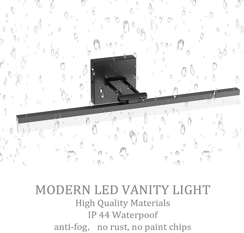 Photo 1 of Ralbay 24" LED Modern Black Vanity Light 14W Adjustable Matte Black Bathroom Vanity Light Modern LED Bathroom Vanity Light Fixtures Over Mirror (6000K Cool White Light)
