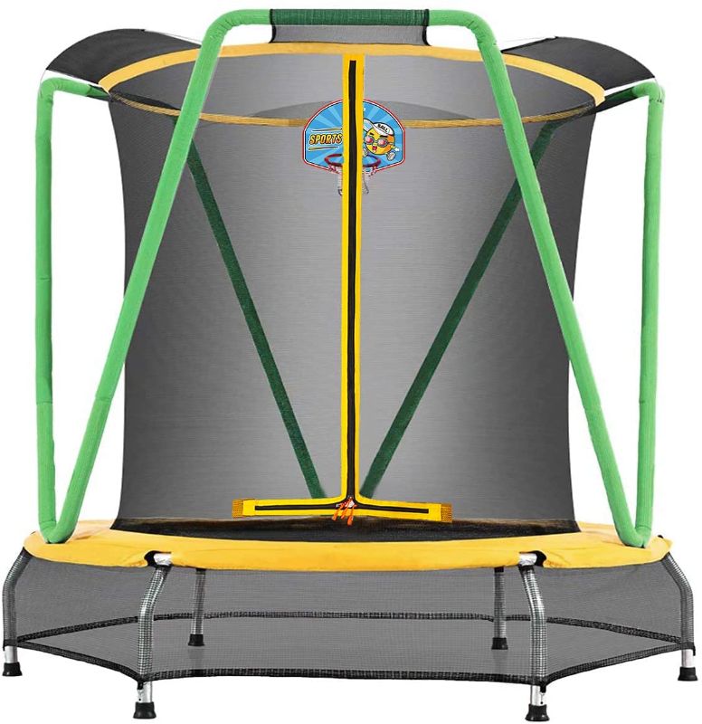 Photo 1 of ***PARTS ONLY*** Zupapa Trampoline for Kids Toddler with Enclosure Net Basketball Hoop Mini Small Trampolines for Indoor Outdoor Gift for Children Baby Age 2-8,54inch,66inch
