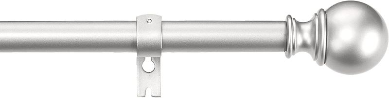 Photo 1 of Amazon Basics 1-Inch Curtain Rod with Round Finials - 1-Pack, 72 to 144 Inch, Nickel
