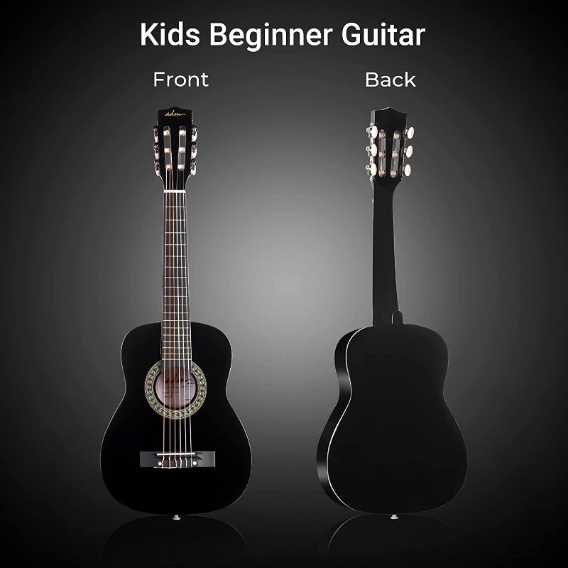 Photo 1 of ADM Beginner Acoustic Classical Guitar 30 Inch Nylon Strings Wooden Guitar Bundle Kit for Kids Students with Carrying Bag & Accessories, Black
