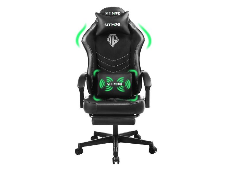 Photo 1 of Gaming Chair, PU Leather Ergonomic Office Chair with Footrest, High Back Computer E-Sports Racing Chair with USB Electric Massager
