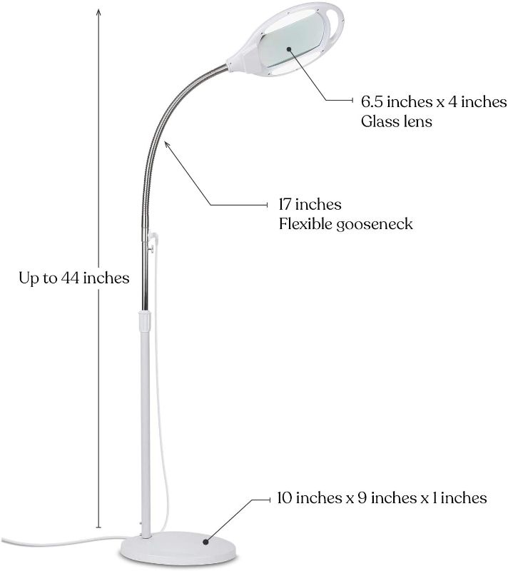 Photo 1 of Brightech LightView Pro - Full Page Magnifying Floor Lamp - Hands with Bright LED Light for Reading - Flexible Gooseneck Holds Position - Standing Mag Lamp
