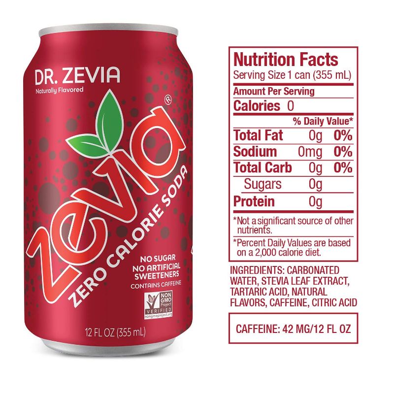 Photo 1 of 
Zevia Zero Calorie Soda, Dr. Zevia, 12 Ounce Cans (Pack of 24)