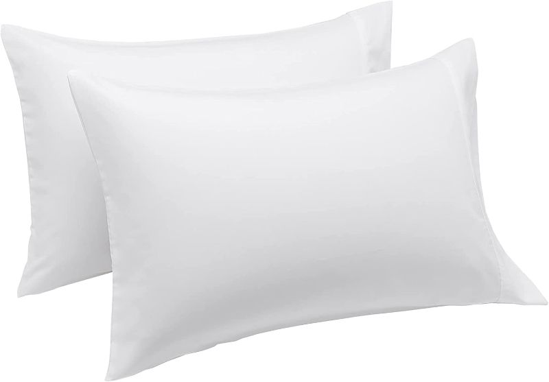 Photo 1 of Amazon Basics Lightweight Super Soft Easy Care Microfiber Pillowcases - 2-Pack, Standard, Bright White
