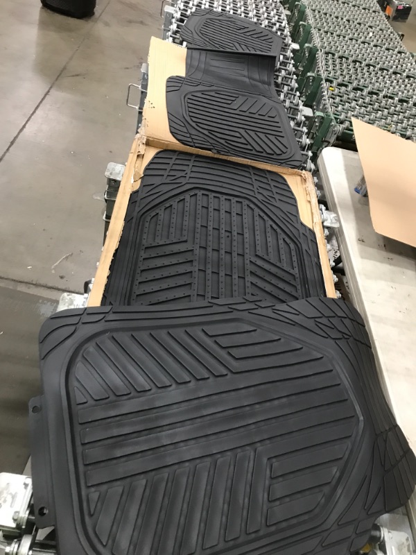 Photo 2 of Amazon Basics 3-Piece All-Weather Protection Heavy Duty Rubber Floor Mats for Cars, SUVs, and Trucks?Black,Universal Trim to Fit
