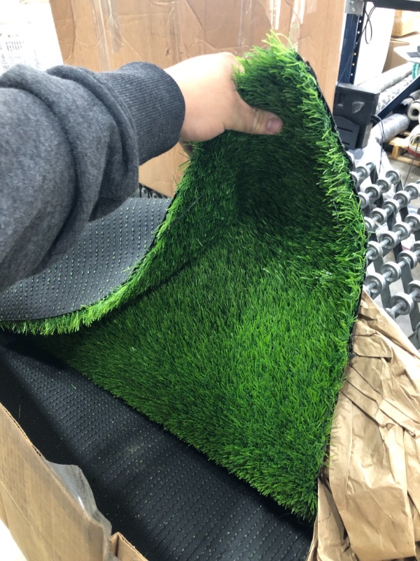 Photo 3 of Artificial Grasss Drainage Holes & Rubber Backing 70 oz Realistic Synthetic Grass Mat Extra-Heavy & Soft Pet Turf Fake Grass for Dogs or Outdoor Decor