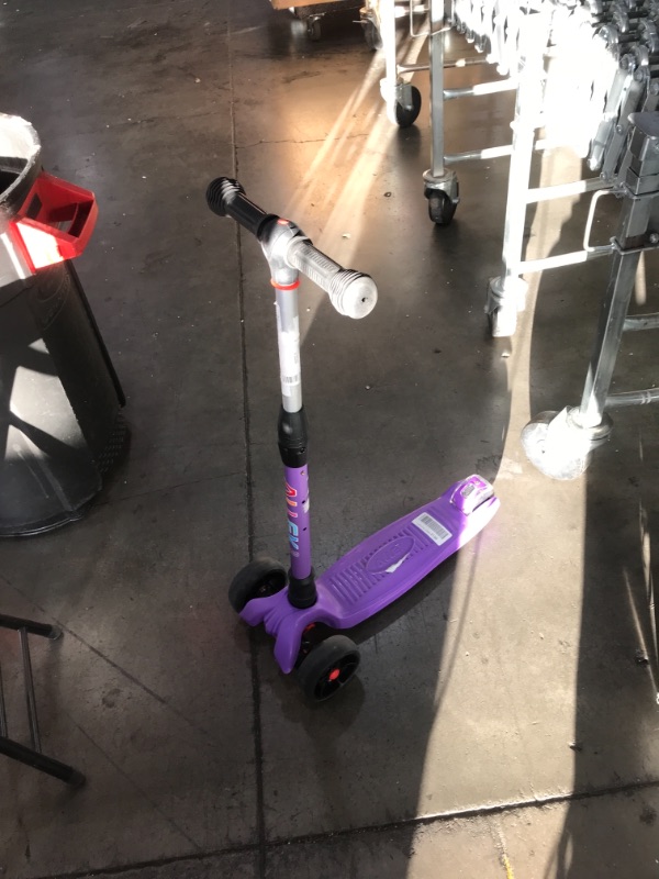 Photo 2 of Allek Kick Scooter B02, Lean 'N Glide Scooter with Extra Wide PU Light-Up Wheels and 4 Adjustable Heights for Children from 3-12yrs (Purple)
