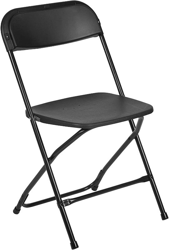 Photo 1 of Flash Furniture Hercules Series Plastic Folding Chair - Black - 10 Pack 650LB Weight Capacity Comfortable Event Chair-Lightweight Folding Chair
