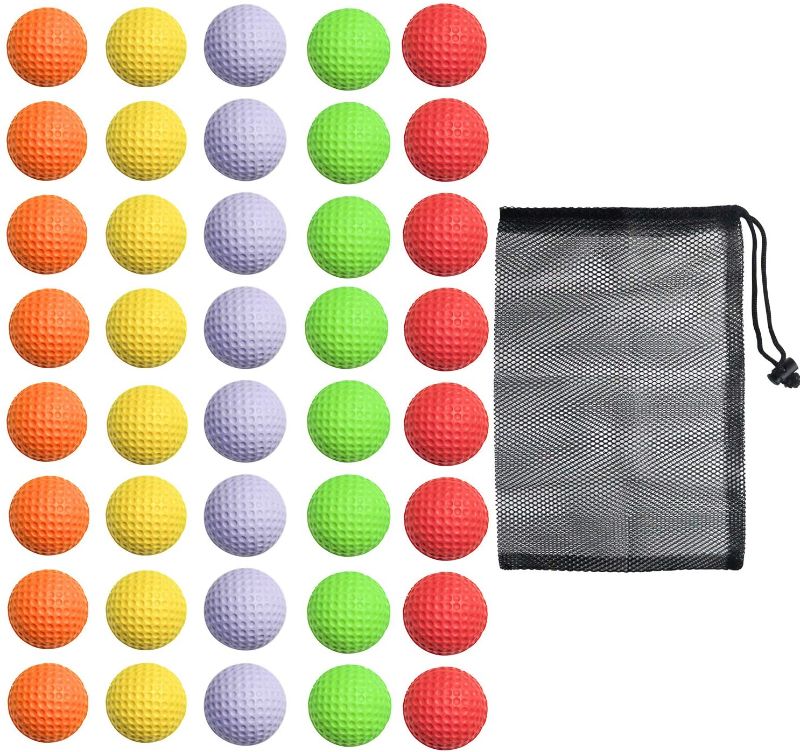 Photo 1 of 40 Pack Foam Golf Practice Balls - Realistic Feel and Limited Flight Training Balls for Indoor or Outdoor
