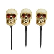 Photo 1 of 16 in. Animated LED Skeleton Halloween Pathway Markers (3-Pack)
