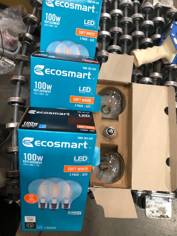 Photo 2 of 100-Watt Equivalent G25 Dimmable Globe Clear Glass Filament LED Vintage Edison Light Bulb Soft White (3-Pack) 4 BOXES.
