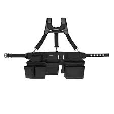 Photo 1 of 3-Bag 17 Pocket Black Framer's Suspension Rig Work Belt with Suspenders
