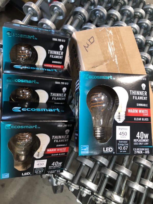 Photo 2 of 40-Watt Equivalent A15 Dimmable Fine Bendy Filament LED Vintage Edison Light Bulb Warm White (2-Pack) 4 BOXES.