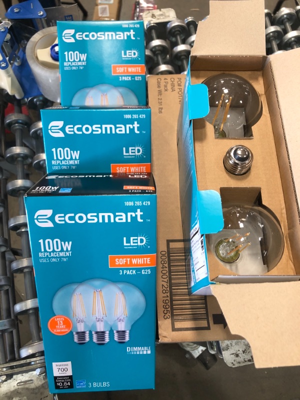 Photo 2 of 100-Watt Equivalent G25 Dimmable Globe Clear Glass Filament LED Vintage Edison Light Bulb Soft White (3-Pack) 4 BOXES.
