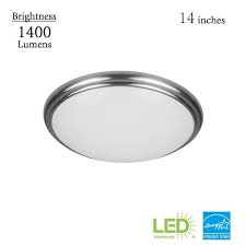 Photo 1 of 14 in. Brushed Nickel and Oil-Rubbed Bronze Selectable Integrated LED Flush Mount with Interchangeable Trim
