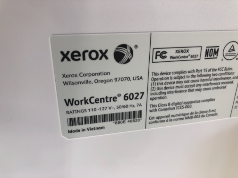 Photo 4 of Xerox WorkCentre 6027/NI Wireless Color Multifunction Printer
