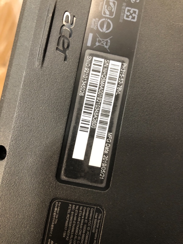 Photo 4 of LOCKED, UNABLE TO FACTORY RESET WITHOUT EXTERNAL KEY. 
Acer Predator Helios 300 Gaming Laptop PC, 15.6" Full HD 144Hz 3ms IPS Display, Intel i7-9750H, GeForce GTX 1660 Ti 6GB, 16GB DDR4, 256GB NVMe SSD, Backlit Keyboard, PH315-52-78VL
