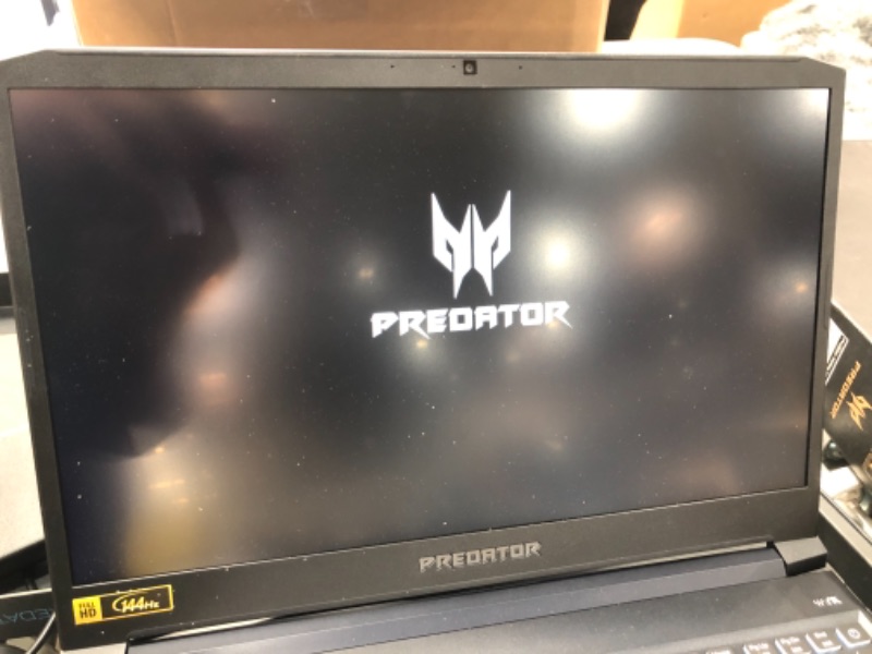 Photo 2 of LOCKED, UNABLE TO FACTORY RESET WITHOUT EXTERNAL KEY. 
Acer Predator Helios 300 Gaming Laptop PC, 15.6" Full HD 144Hz 3ms IPS Display, Intel i7-9750H, GeForce GTX 1660 Ti 6GB, 16GB DDR4, 256GB NVMe SSD, Backlit Keyboard, PH315-52-78VL
