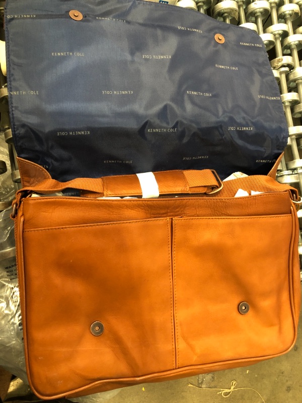 Photo 3 of Kenneth Cole Reaction Manhattan Shoulder Satchel Bag Colombian Leather Computer & Tablet Travel Briefcase, Cognac Laptop Messenger
