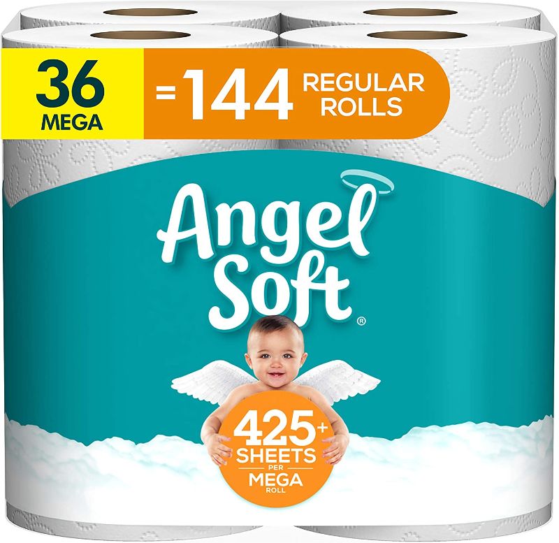 Photo 1 of Angel Soft Toilet Paper, 36 Mega Roll = 144 Regular Rolls, 425+ 2-Ply Sheets Per Roll
