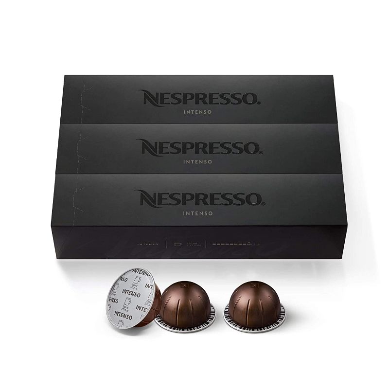 Photo 1 of **EXP 01-13-2022**Nespresso Capsules VertuoLine, Intenso, Dark Roast Coffee, 30 Count Coffee Pods, Brews 7.77 Ounce
