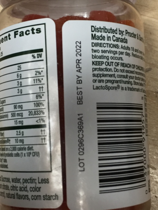 Photo 3 of **BEST BY 04-2022**Align Probiotic, Gut Health & Immunity Support, #1 Doctor Recommended Brand, vitamin C and B12 for Immune Support & Energy, Citrus Flavor, 50 Gummies
