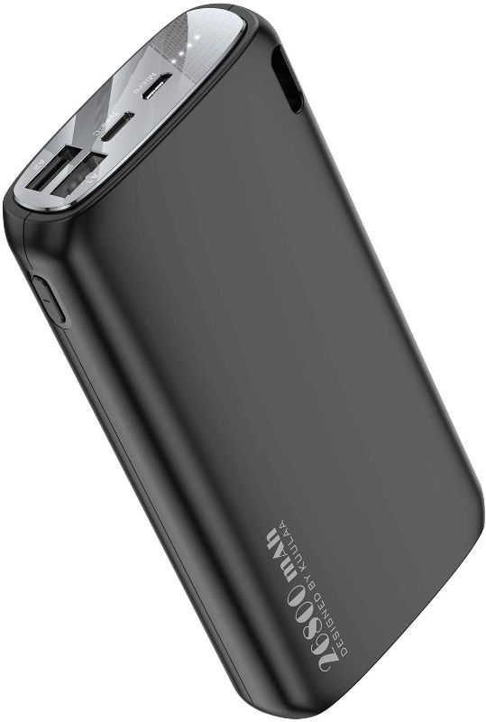 Photo 1 of Portable Charger 26800mAh, Kuulaa Power Bank Ultra-High Capacity Portable Battery,External Battery Pack Dual-Input and Dual-Output Cell Phone Battery Charger for iPhone Samsung & etc
