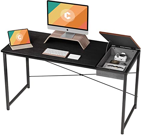 Photo 1 of Cubiker Computer Desk 55" Home Office Writing Study Laptop Table, Modern Simple Style Desk with Drawer, all Black
