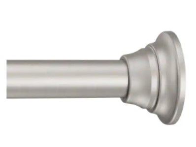 Photo 1 of 72 in. Adjustable Straight Decorative Tension Shower Rod in Brushed Nickel
