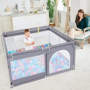 Photo 1 of Baby Playpen for Toddler, Large Baby Play Yard,Prevent Climbing Safe and No Gaps Playpen for Babies,Baby Gate
stock photo is just a reference 