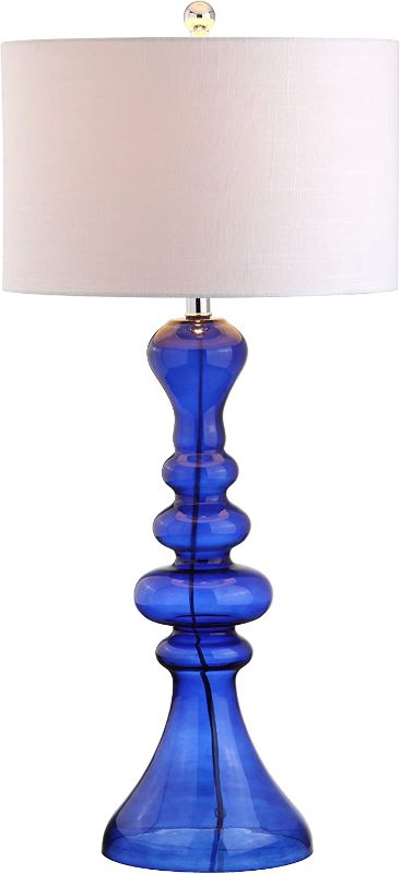 Photo 1 of JONATHAN Y JYL4012D Madeline 35" Curved Glass LED Table Lamp Contemporary,Transitional for Bedroom, Living Room, Office, College Dorm, Coffee Table, Bookcase, Cobalt
