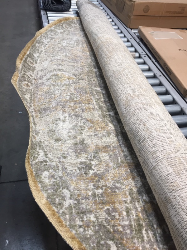 Photo 1 of Chris Loves Julia x Loloi Rosemarie ROE-01 Gold / Sand Oriental Area Rug 7'-9" x 7'-9" Round
